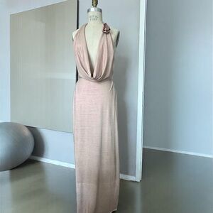 Backless Pink Halter Dress